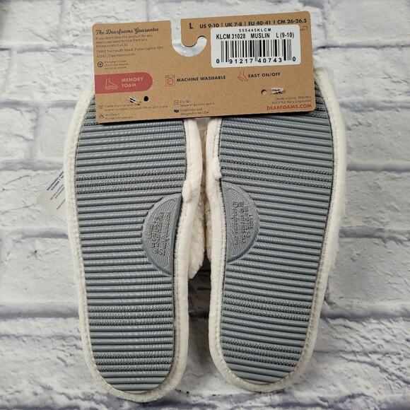 Dearfoams Lane Teddy Slide Memory Foam Slippers in Muslin size Large (9-10) - Picture 8 of 15